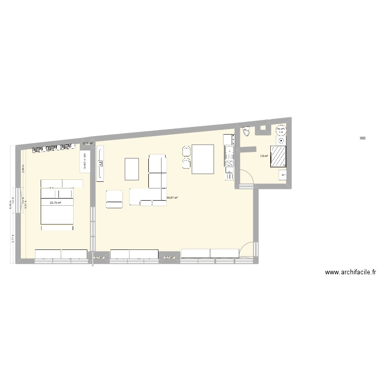 Base 2. Plan de 6 pièces et 88 m2