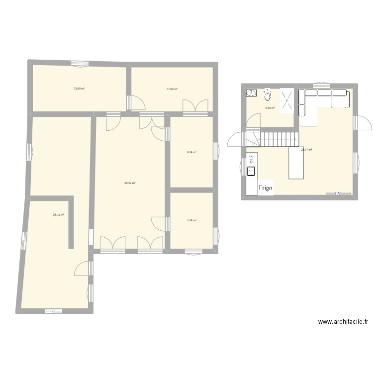 LAKAY. Plan de 8 pièces et 143 m2