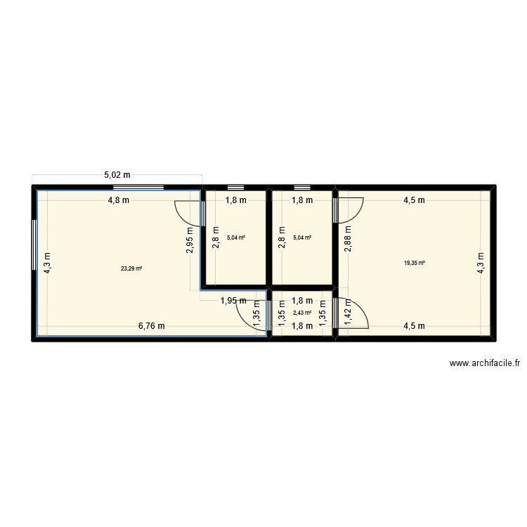 Brouillon_Plan_village. Plan de 5 pièces et 55 m2