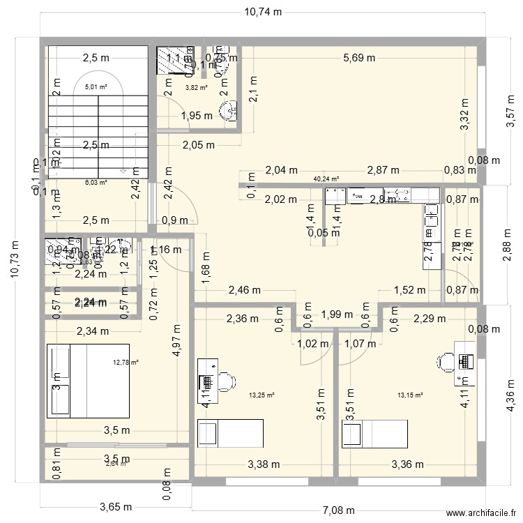 Tissafi1. Plan de 11 pièces et 103 m2