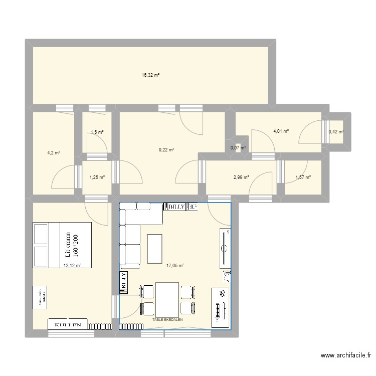 maison focus salon chambre. Plan de 12 pièces et 71 m2