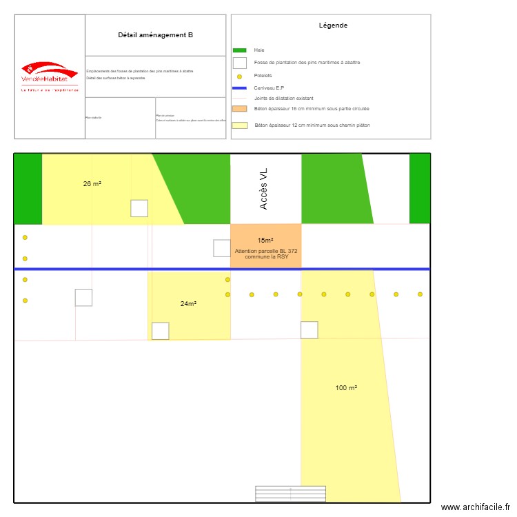 Plan de détail aménagement B - Jean Yole . Plan de 1 pièce et 742 m2