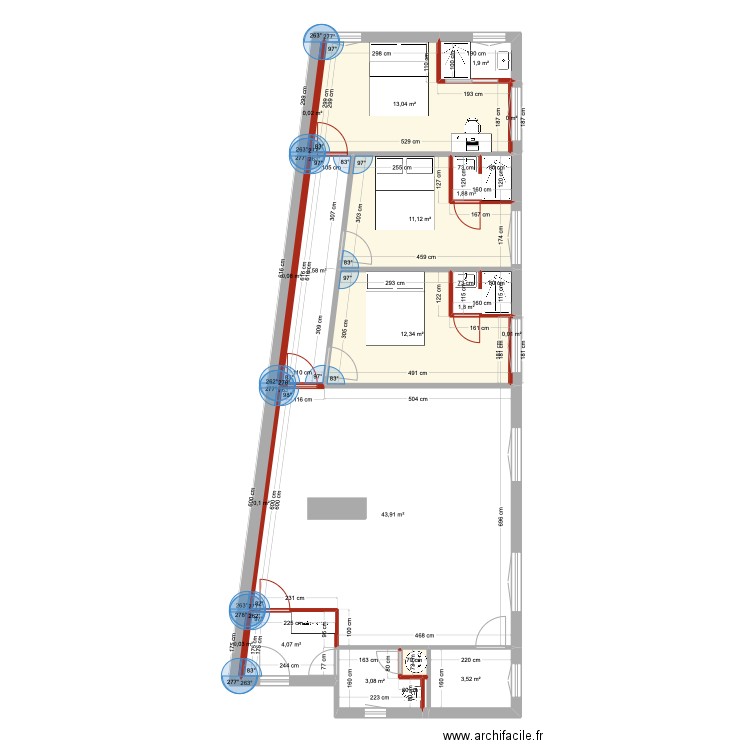 SAS Entrée Jean Poisson. Plan de 19 pièces et 104 m2