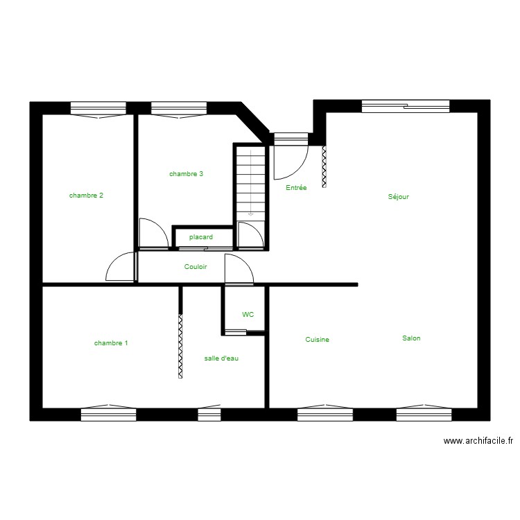 BECK Cathy. Plan de 6 pièces et 45 m2