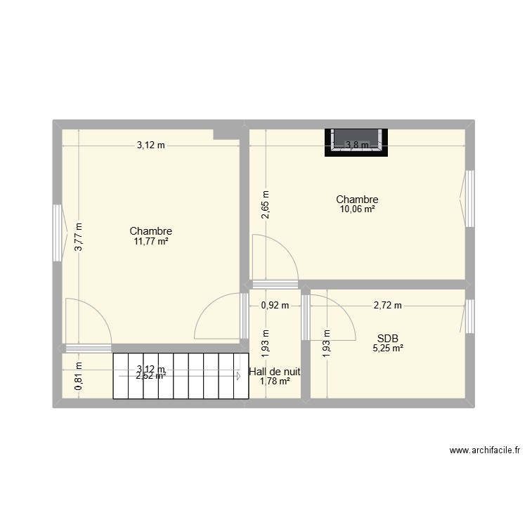 Molinvaux 1er mesures. Plan de 5 pièces et 31 m2