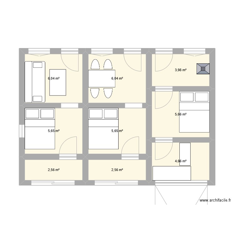 test. Plan de 9 pièces et 43 m2