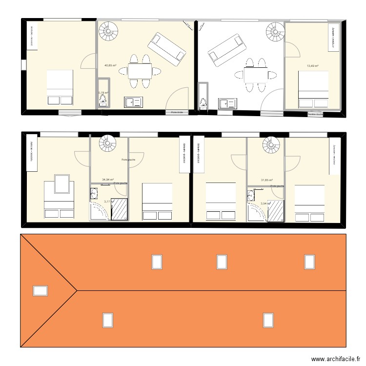 2 gite boxe . Plan de 8 pièces et 139 m2