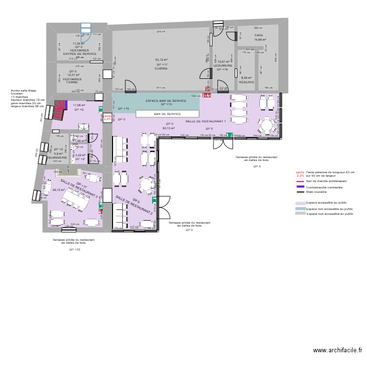 AUBERGE DES ISLES APRES TRAVAUX ZOOM. Plan de 15 pièces et 287 m2