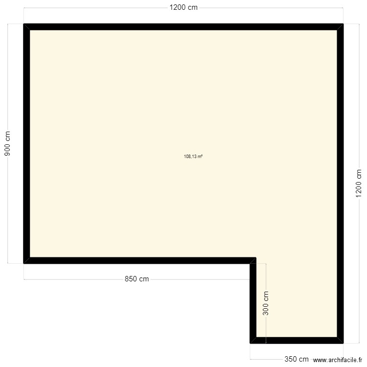 Surface Plancher Domicile. Plan de 1 pièce et 108 m2