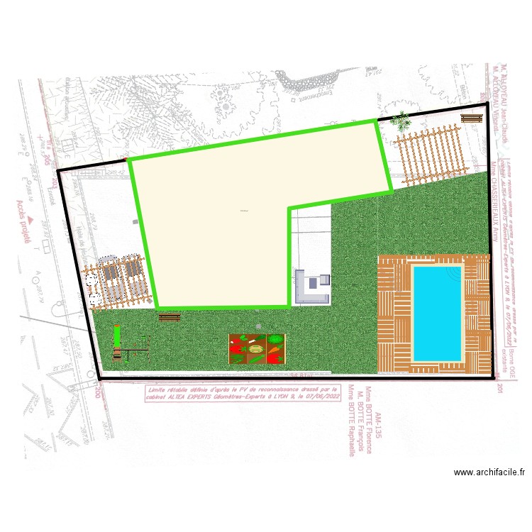 tennis. Plan de 1 pièce et 230 m2