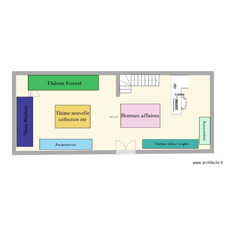 Plan magasin. Plan de 1 pièce et 75 m2