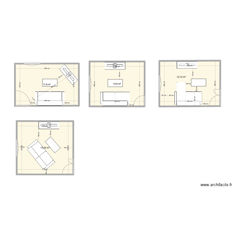 TV1. Plan de 4 pièces et 48 m2