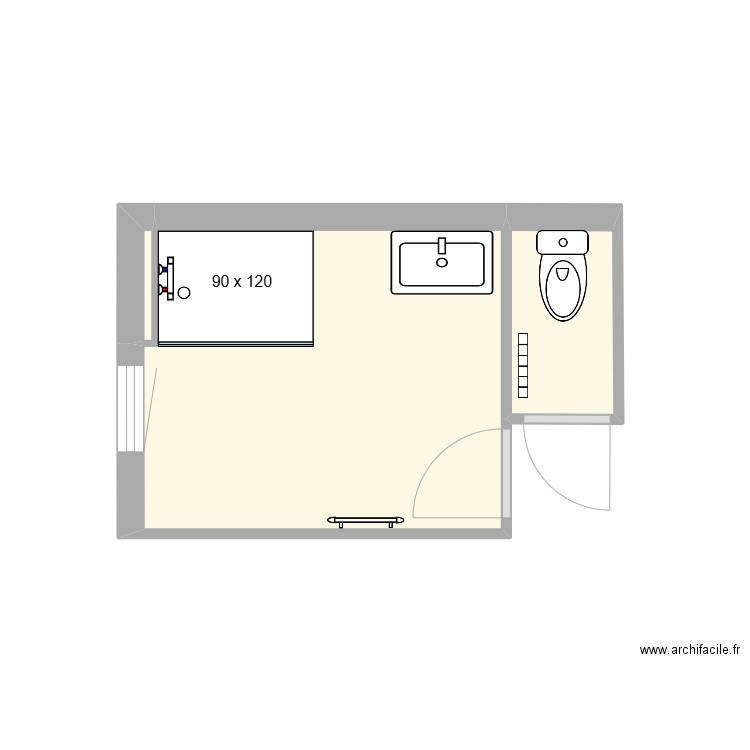 LRM Rousselot Pdt. Plan de 3 pièces et 7 m2