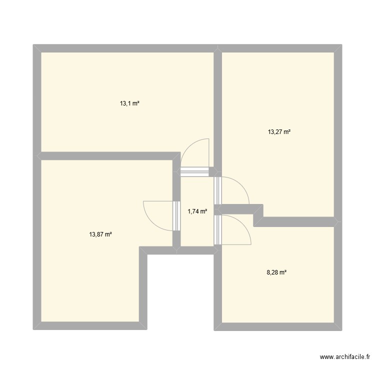 Beauchamps 3. Plan de 5 pièces et 50 m2