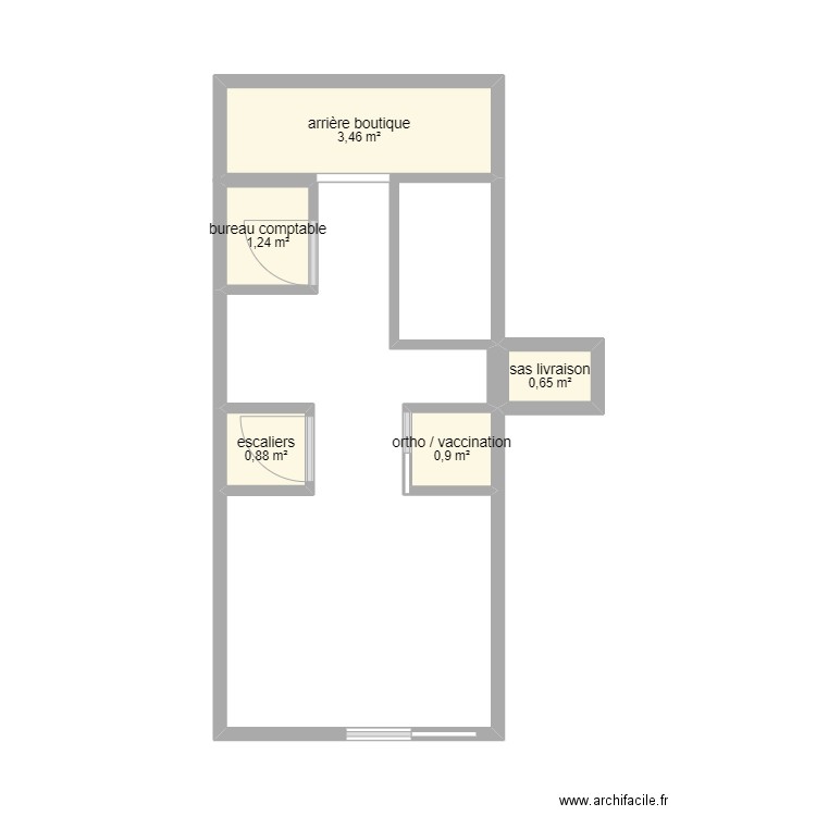 pharmacie. Plan de 5 pièces et 7 m2