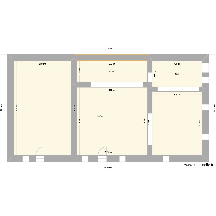 brefa1. Plan de 3 pièces et 149 m2