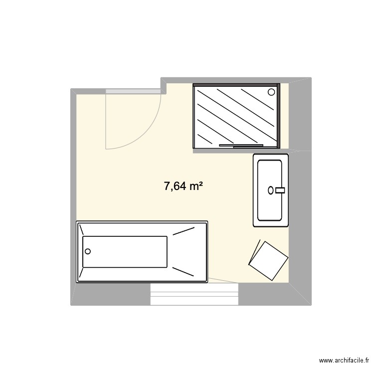 SDB Plan 1. Plan de 1 pièce et 8 m2