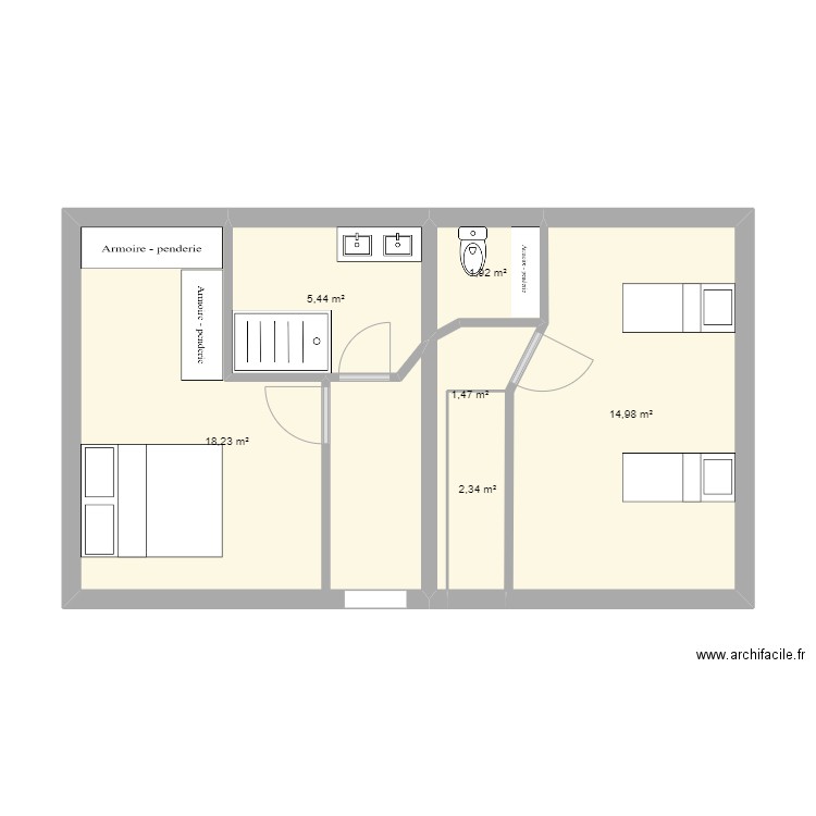 maison huisseau. Plan de 6 pièces et 44 m2