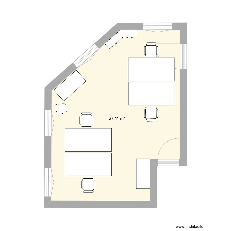 Bureau v4. Plan de 1 pièce et 27 m2