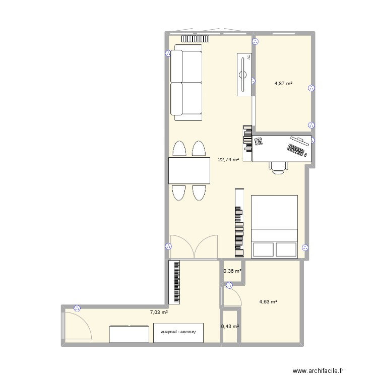 Appart cr st eloi_2. Plan de 6 pièces et 40 m2