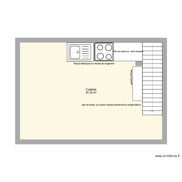 VGenies2. Plan de 1 pièce et 45 m2