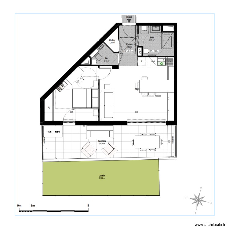 Appart Villeneuve - Cuisine U. Plan de 0 pièce et 0 m2