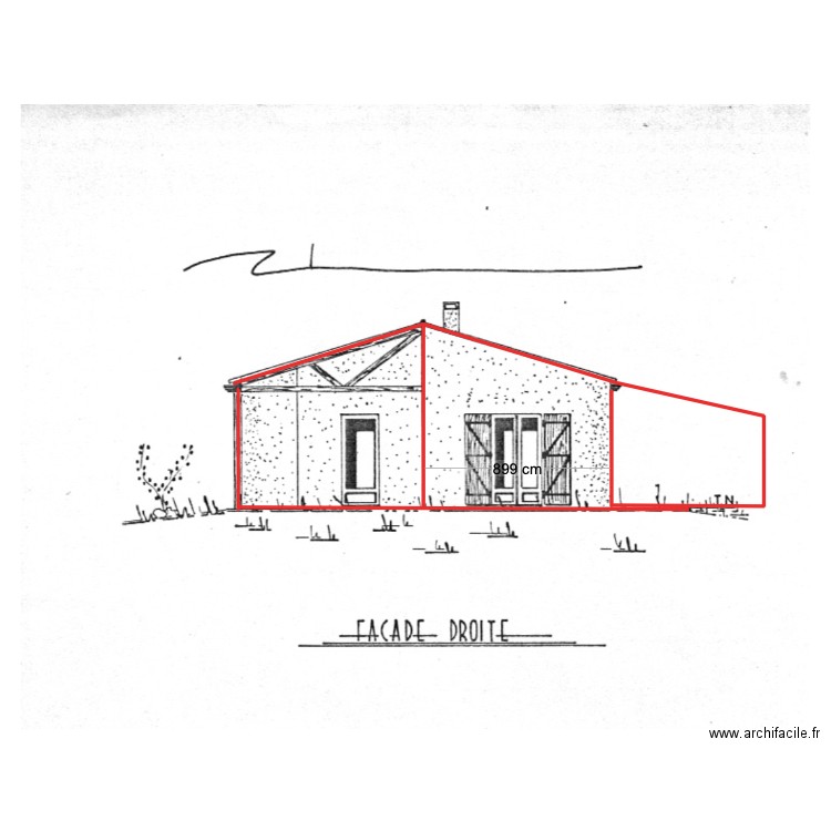 extension facade droite. Plan de 0 pièce et 0 m2