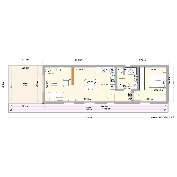 Famechon 2. Plan de 4 pièces et 90 m2