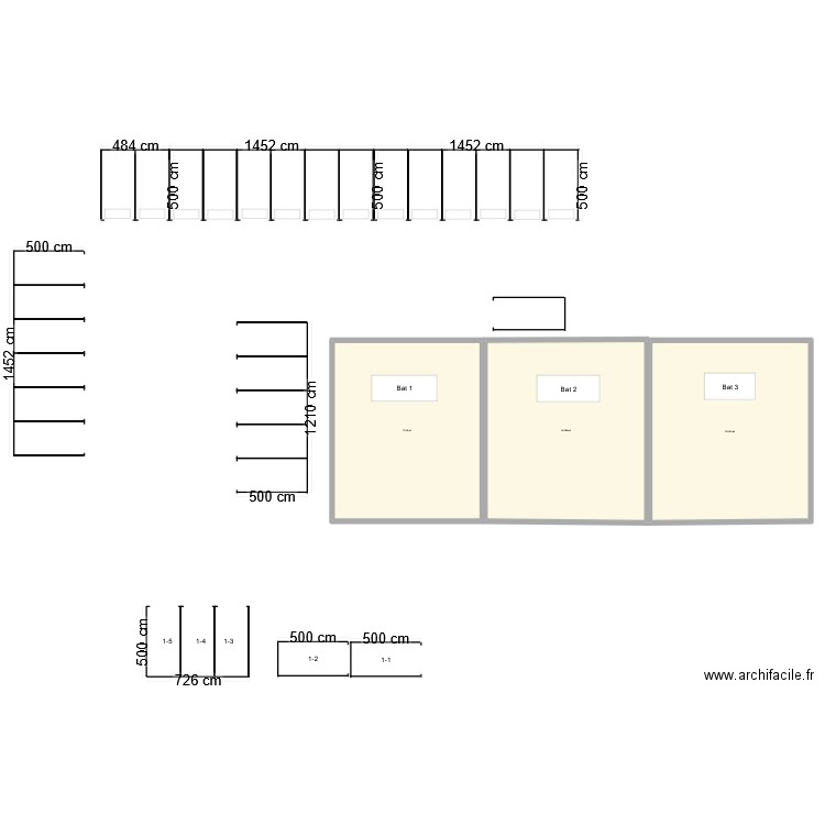 parking. Plan de 3 pièces et 418 m2