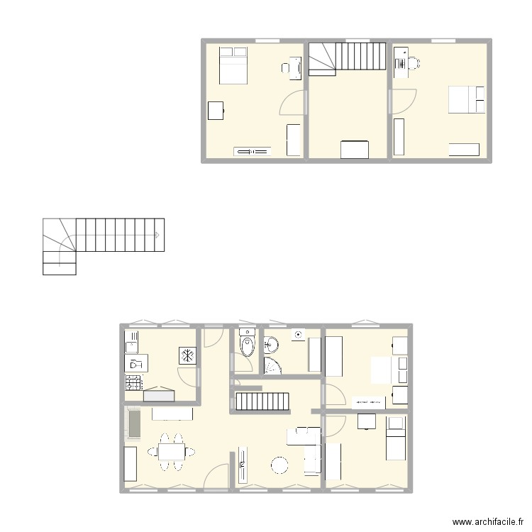 La CHAUSSEE-TIRANCOURT. Plan de 9 pièces et 44 m2