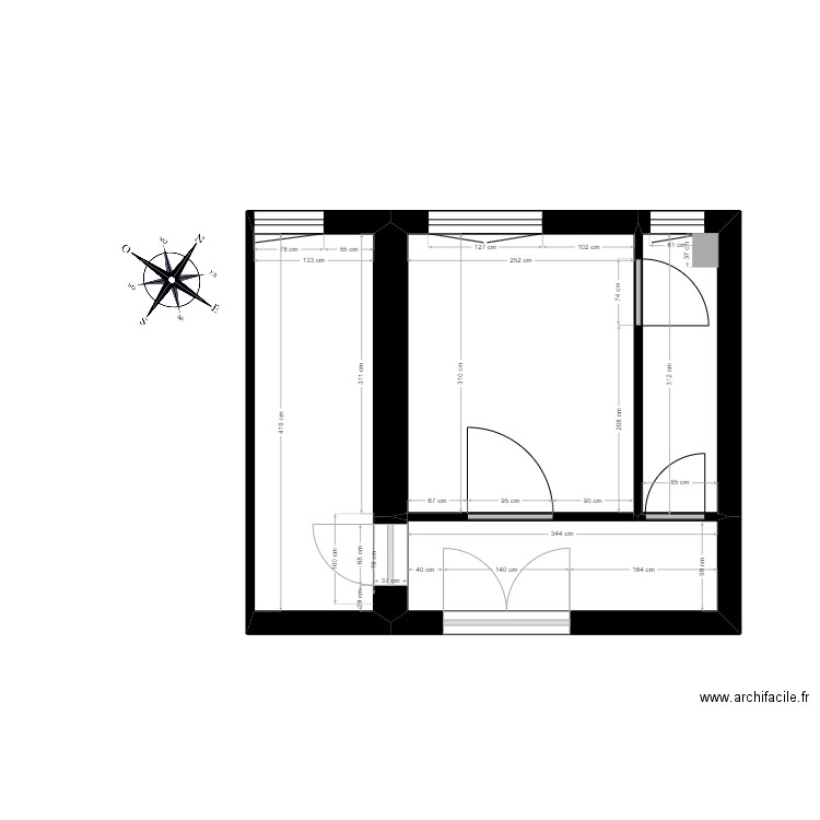 plan moines initial. Plan de 4 pièces et 20 m2