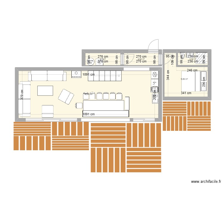 Maison vacances. Plan de 5 pièces et 57 m2