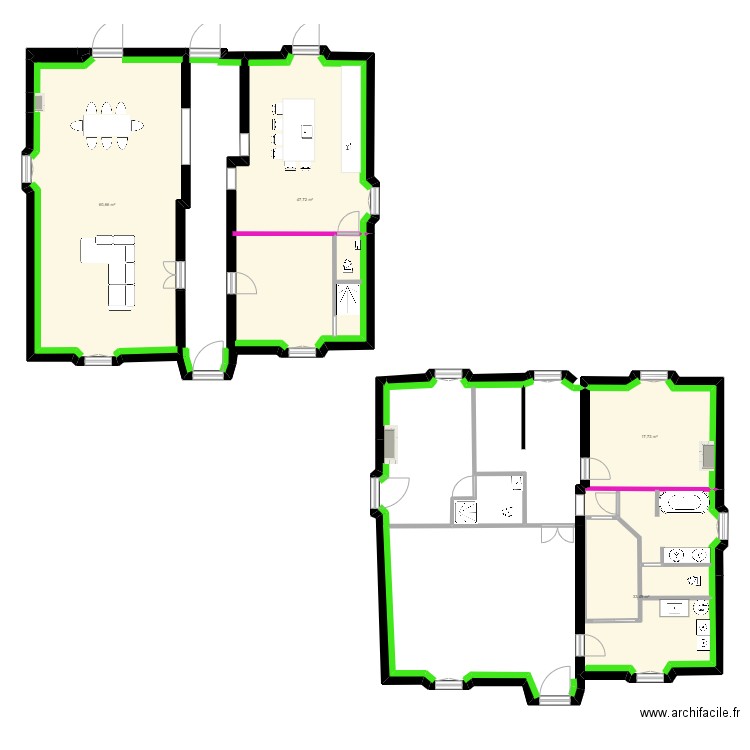 New cote . Plan de 5 pièces et 160 m2