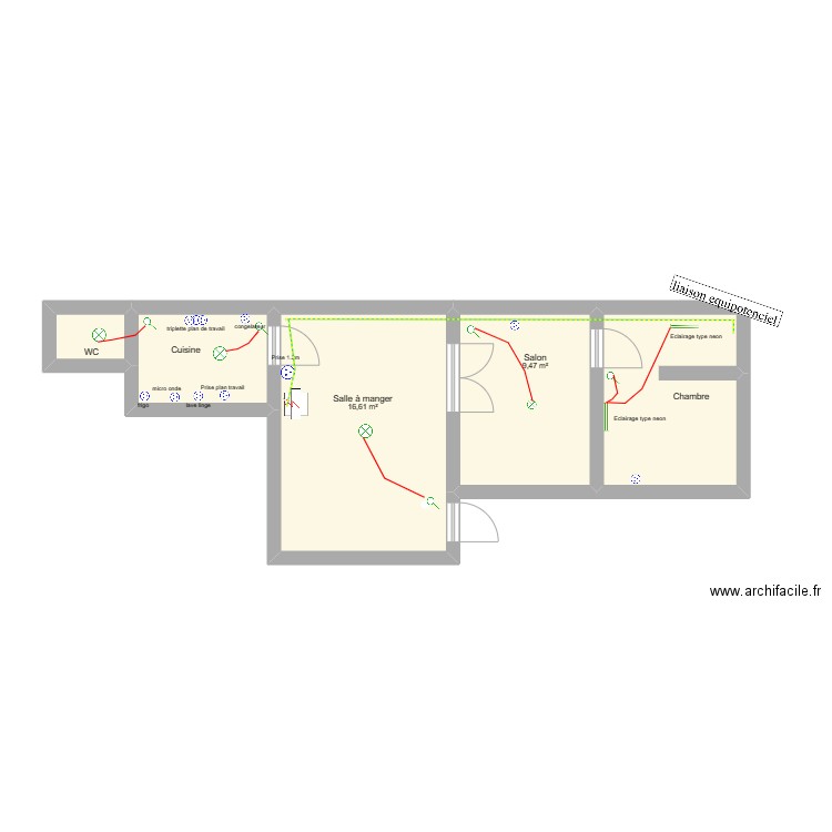 dttm valenciennes. Plan de 5 pièces et 42 m2