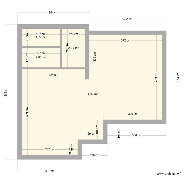 Projet Agostini. Plan de 8 pièces et 78 m2