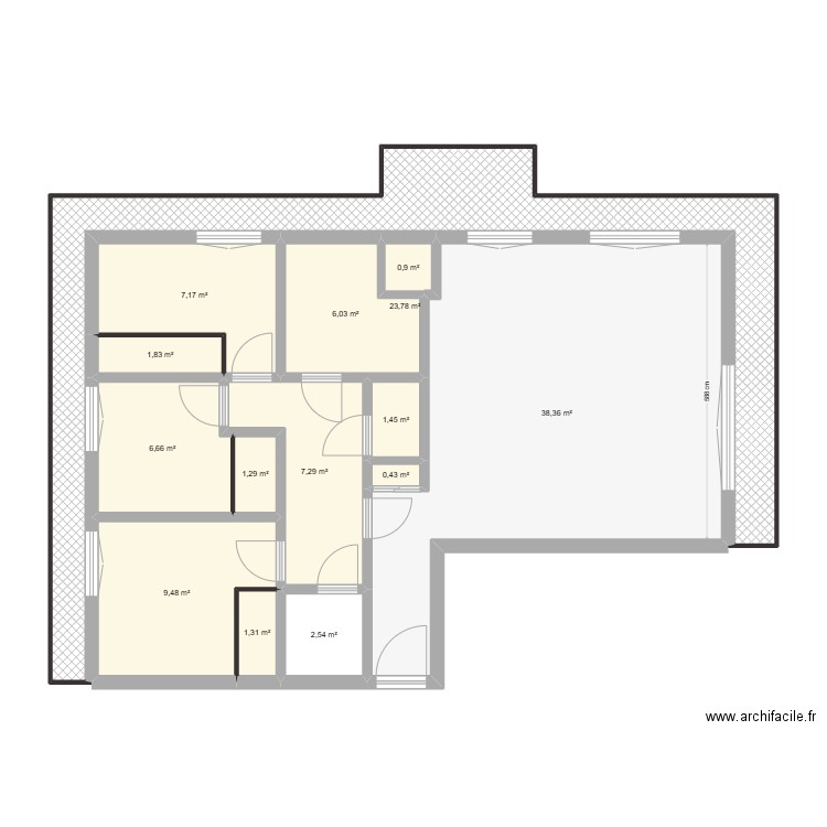 StGratien. Plan de 14 pièces et 108 m2