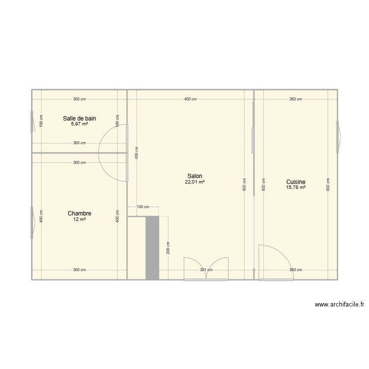 CABANNES. Plan de 5 pièces et 57 m2