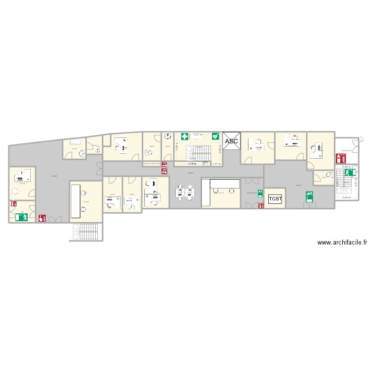 MINOTERIE RDC. Plan de 27 pièces et 343 m2