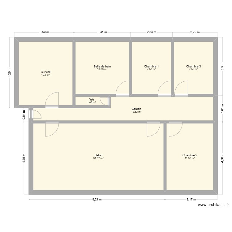 PLAN. Plan de 8 pièces et 95 m2