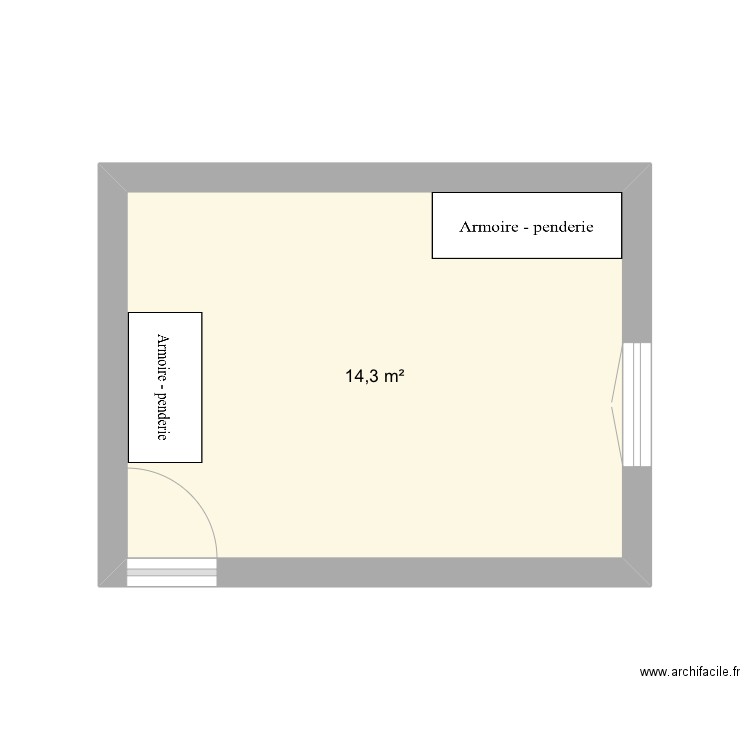 chambre merzeral. Plan de 1 pièce et 14 m2