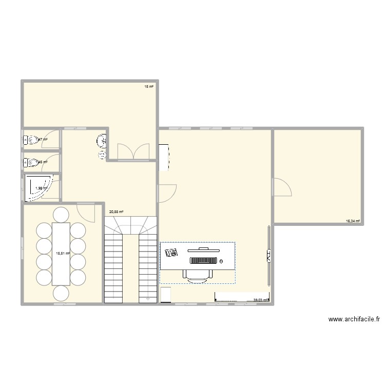 1er etage exploitation. Plan de 8 pièces et 112 m2