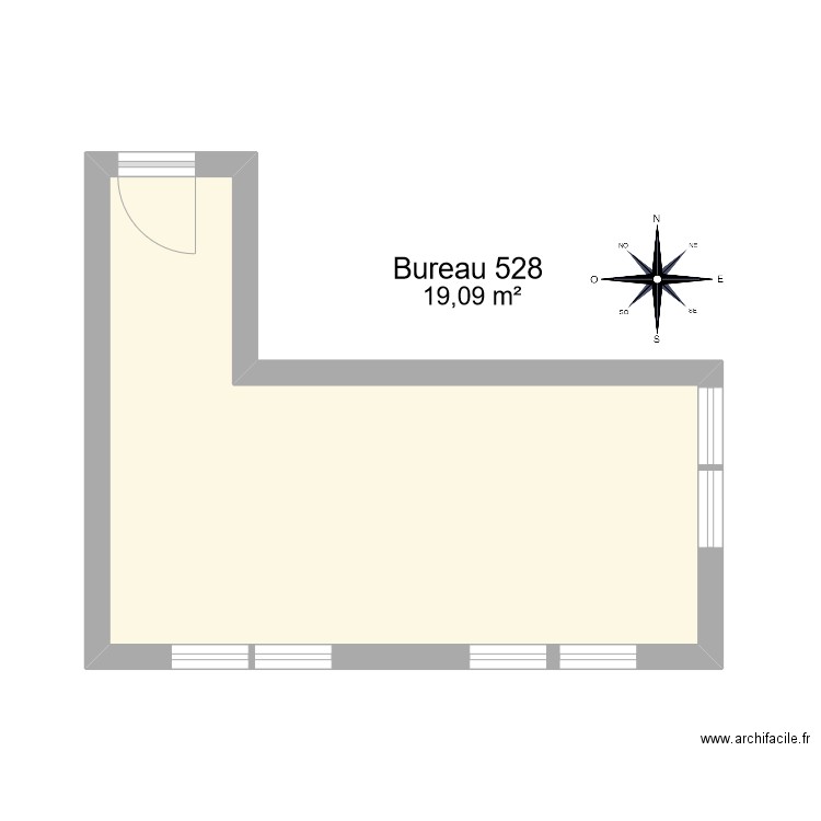 Bureau R 528. Plan de 1 pièce et 19 m2