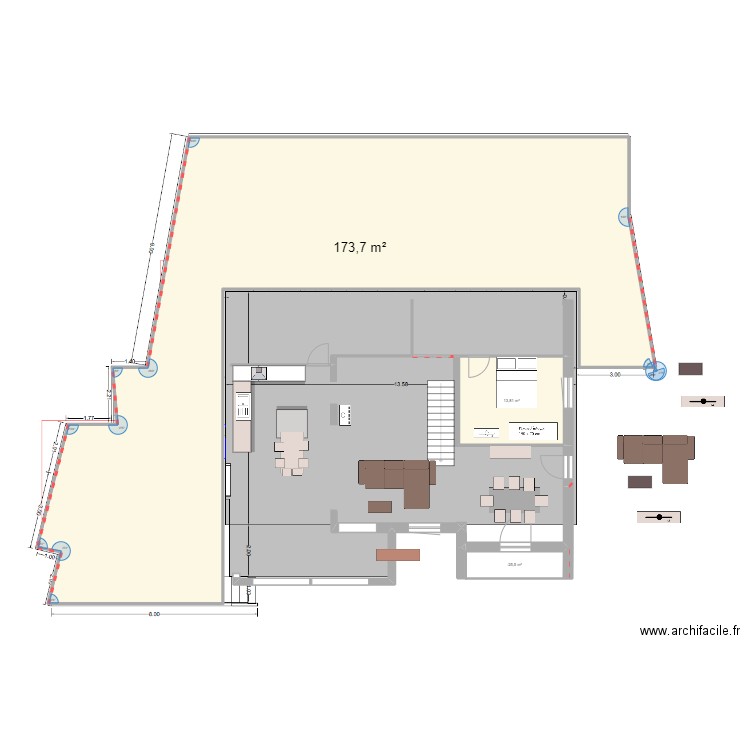 10 nestor bavoux- Surface  Terrasse totale. Plan de 3 pièces et 191 m2