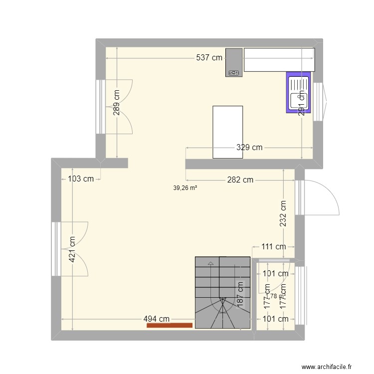 Plan maison Magny. Plan de 2 pièces et 41 m2