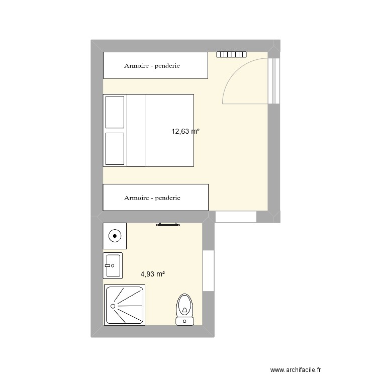 chambre garage. Plan de 2 pièces et 18 m2