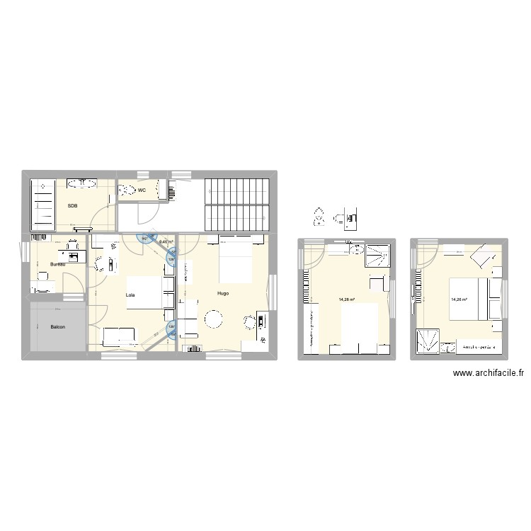 Villa du parc R+1. Plan de 9 pièces et 78 m2