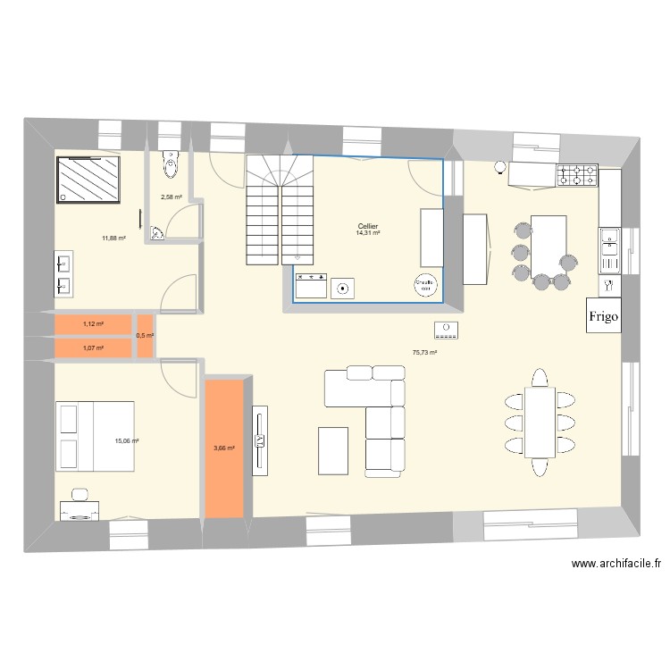 V2 Grange Haute-Savoie. Plan de 19 pièces et 255 m2