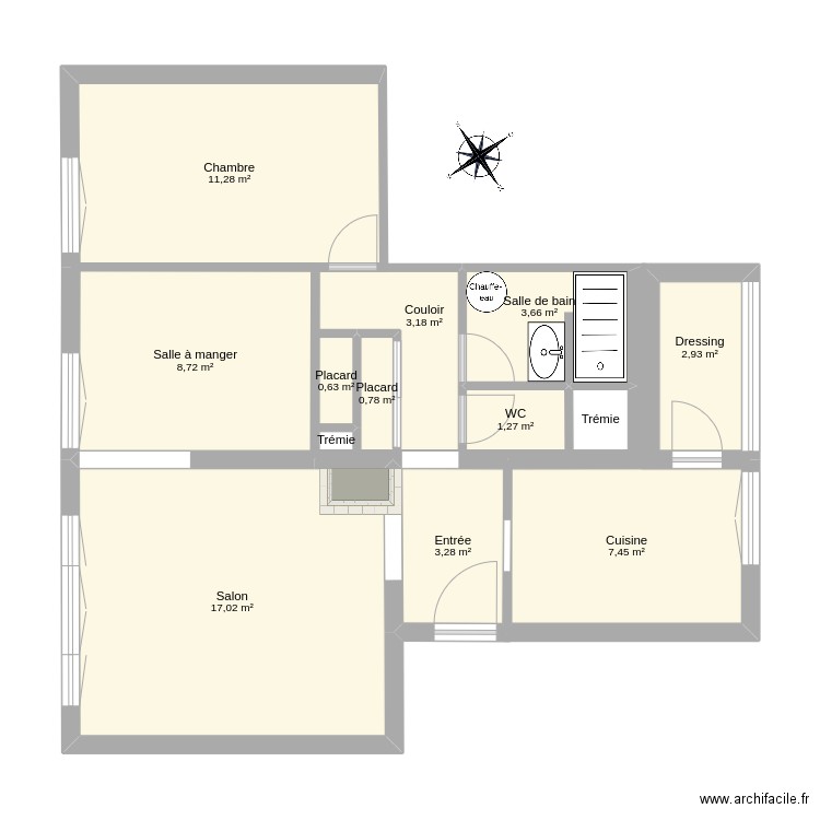 Plan Appt. Modane. Plan de 13 pièces et 61 m2