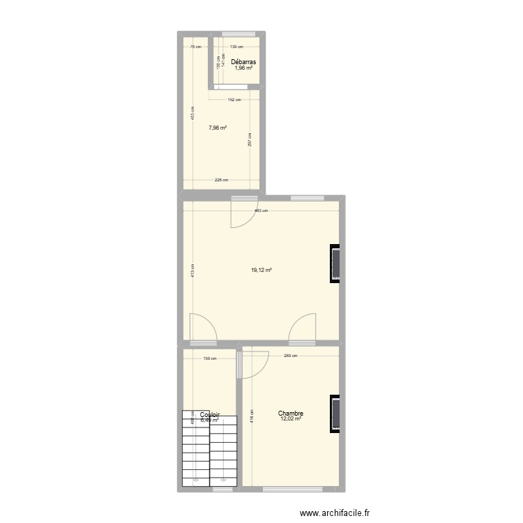 1er Maison. Plan de 5 pièces et 48 m2