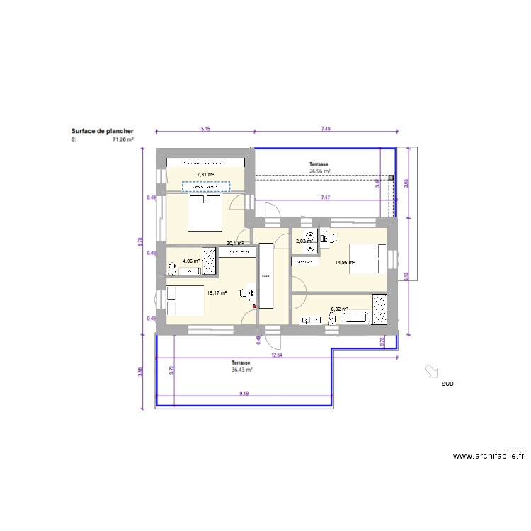 planD. Plan de 13 pièces et 192 m2